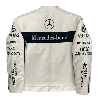 Giacca in Pelle Racing Mercedes-Benz Bianca – Stile F1